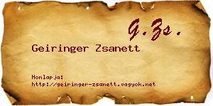 Geiringer Zsanett névjegykártya